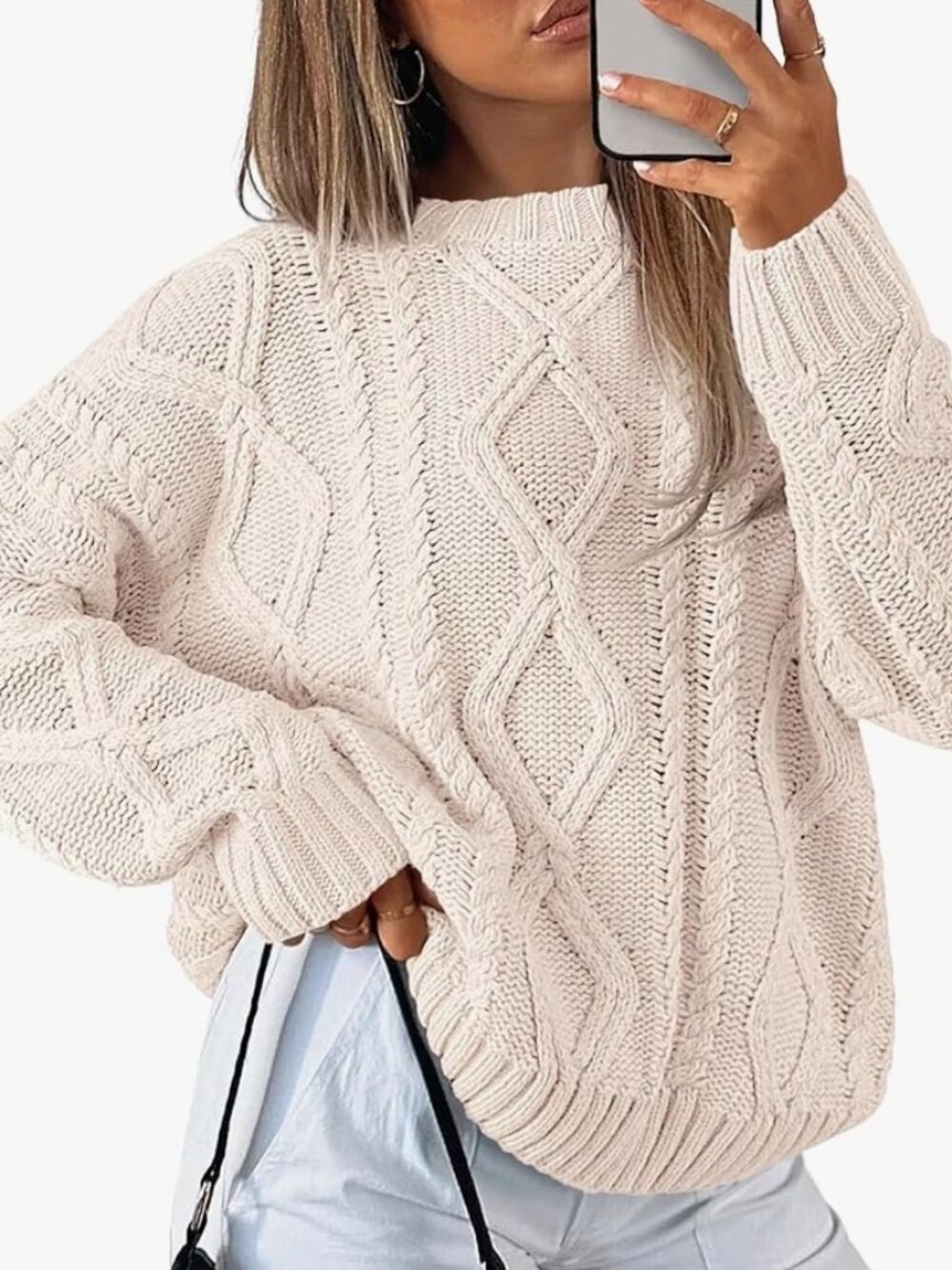 Women's Oversized Cable Knit Sweaters Fall Outfits